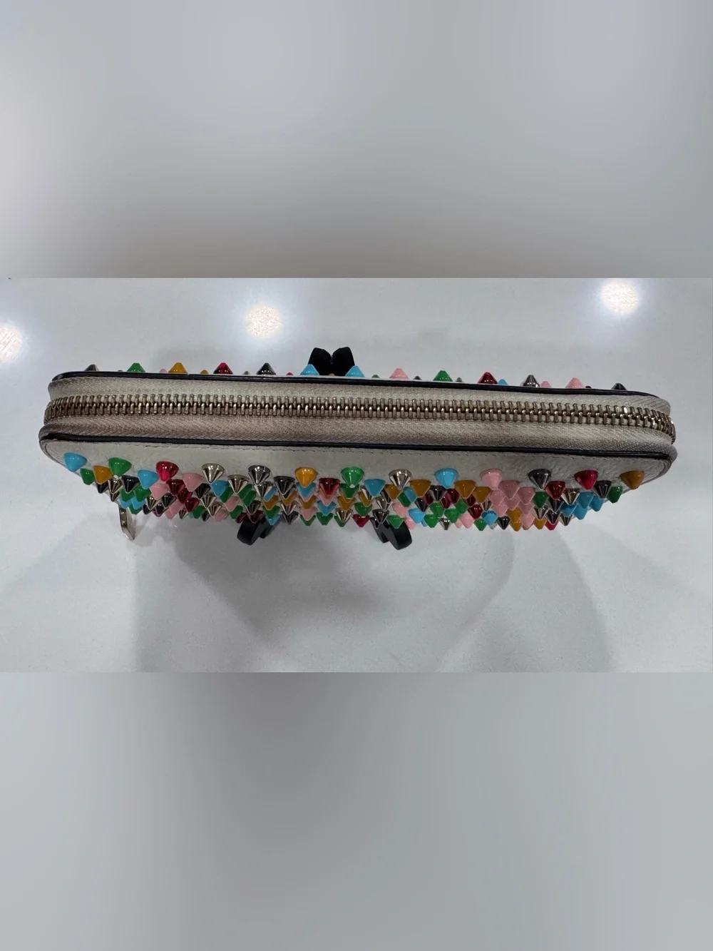 Christian Louboutin Panettone Wallet White Multicolor Studs w/COA